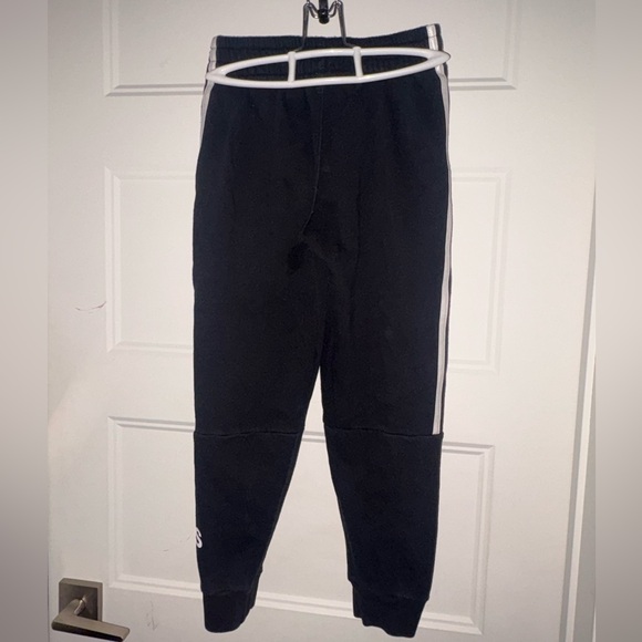 Adidas Kids Black Joggers with White Stripes Size 8 Small - Picture 5 of 9